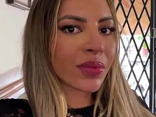 petite blonde latina's natural tits shake in pov sloppy blowjob with rimming and cum in mouth 😏