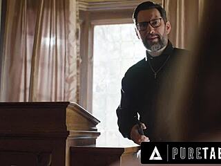 Horny Virgin Teen Penelope Kay Seduces Pervert Priest For Rough Ass Fucking In Office