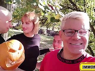 Witness the intense gangbang where curvy redhead gets double penetrated roughly