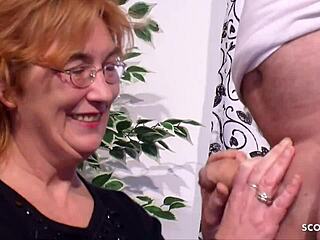 Real old German couple tries first ffm threesome with teacher