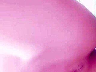 In a casual moment, someone explores personal pleasure leading to an intense creampie experience.