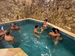 I feel the rush from anal orgy with friends licking wet pussy at motel pool party