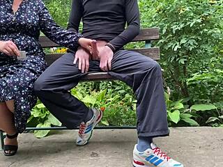 mother-in-law collected son-in-law's sample for her cuckold husband in outdoor setting