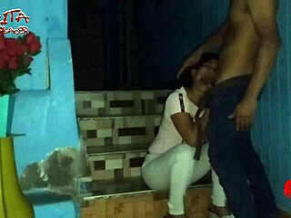 I love how sexy charapita gives blowjob and anal on the staircase