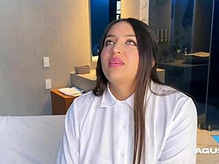 Raw exclamatory thrill as Colombian student whore gets ass fucked and tits oiled ending in face cumshot!