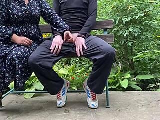 mother-in-law collected son-in-law's sample for her cuckold husband in outdoor setting