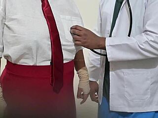 indian doctor assists student during hospital visit with friend