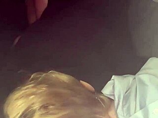 pretty hooker blows guy in car at night, swallows cum then spits on dick for more sucking 😈🚗