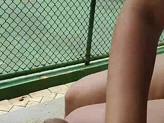 Bold First-Time Public Fucking with Athletic Redhead Screaming