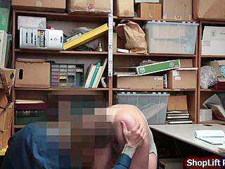 Whoa, store security slams into that busty shoplifter's tight holes with massive cock!