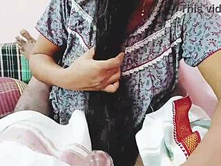 Desi wife gives blowjob with dirty talk on boobs