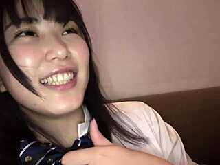This realistic super cute Japanese teen 18+ from elite school experiences intense homemade orgasm with big ass play