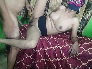 Indian Bhabhi Experiences First Time Rough Threesome With Deepthroat And Cum In Mouth