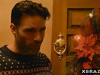 Hot mature woman squirts over mans cock during Christmas