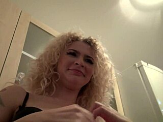 Curly Blonde Shows Off Her Pretty Pussy In The Kitchen