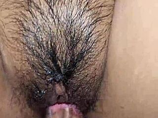 the latina amateur couple explored her creamy dripping pussy with a vibrator in wet doggystyle action using toys on her tight juicy ass