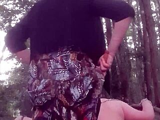 Outdoor femdom session with face sitting and wet BDSM play in the forest