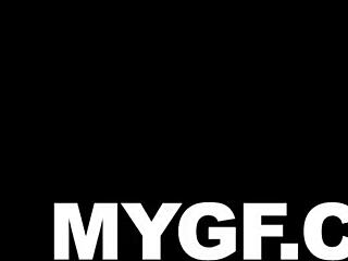 brunette shaved pussy bent over interracial doggystyle with banana