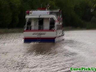 hey check out this picked up euro babe flashing her big tits outdoors