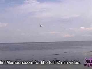 Topless Brunette Flashes Big Tits in Convertible Driving Over Skyway Bridge