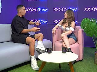 hot interview turns into wild threesome with colombian milf getting kissed and subdued