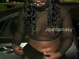 Playing With Queen Sized Dildo And Buttplug In Parking Lot For Solo Ebony Masturbation Squirting