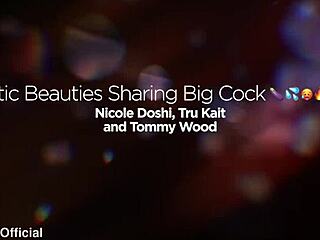 Asian Nicole Doshi and Latina Tru Kait Engage in Wild Threesome with Rough Fucking and Intense Orgasms