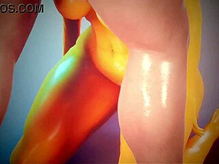 Yellow girl with big tits suggestively satisfies a guy through sloppy blowjob