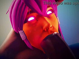 Yellow girl with big tits suggestively satisfies a guy through sloppy blowjob