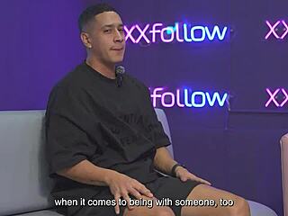 hot interview turns into wild threesome with colombian milf getting kissed and subdued