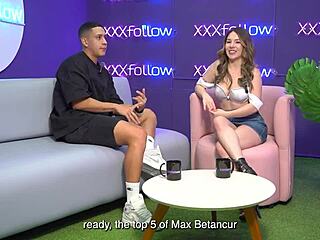 hot interview turns into wild threesome with colombian milf getting kissed and subdued