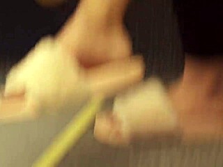 look at this candid shoeplay from a stunning brunette in pink slides on the train