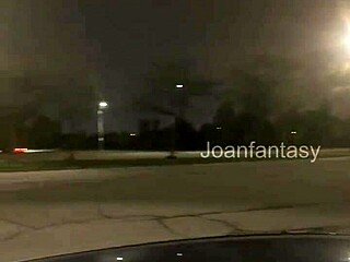 Playing With Queen Sized Dildo And Buttplug In Parking Lot For Solo Ebony Masturbation Squirting