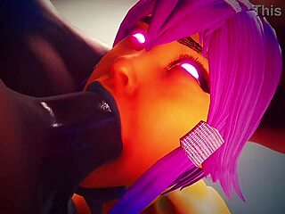 Yellow girl with big tits suggestively satisfies a guy through sloppy blowjob