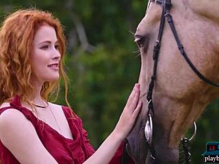 Gorgeous hot redhead milf Heidi Romanova strips nude outdoors. She teases with adorable solo poses for playboy.