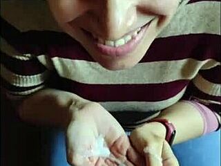 Intriguing compilation of facial moments and swallows