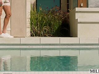 Horny trophy wife piper press ditches husband for pool boys massive cock in steamy titty fuck and creampie by the pool