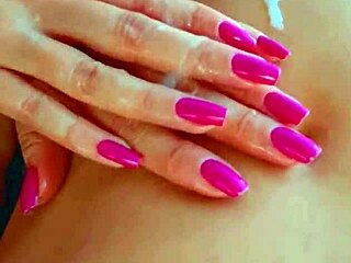 stunning college dorm handjobs for polished nails lovers, close-up action 😍