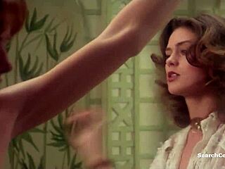 corinne clery and jehanne blaise in retro celebrity scene from histoire 1975 with topless moments.