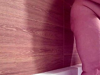 Bathroom camera watches mature wife with plump figure hairy pussy shower pawg