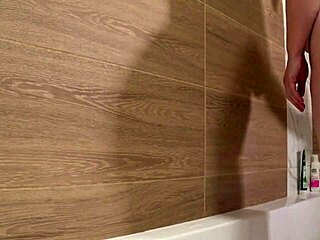 Bathroom camera watches mature wife with plump figure hairy pussy shower pawg