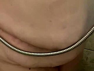 Curvy bbw wife bathing solo in shower homemade