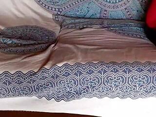 Milf Flaunts Beautiful Legs in Red Pantyhose and Black Heels with Petite Ass Tease