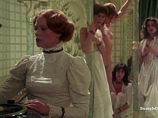 corinne clery and jehanne blaise in retro celebrity scene from histoire 1975 with topless moments.