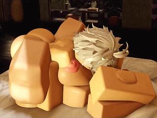 Intense missionary pounding in wild sex game between maid and her master on roblox