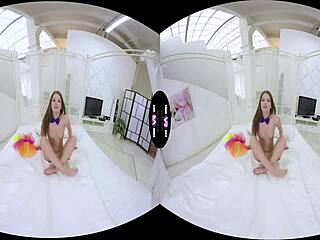 Sexlikereal- Bow-Tie Naked Sweetie Masturbates with Dildo in 180VR!