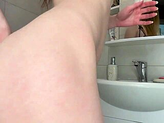 Model contrasts beautiful lingerie with intense anal development