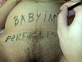 Pregnant Babe With Big Boobs Gets Covered In Lewd Body Writings Pov Style
