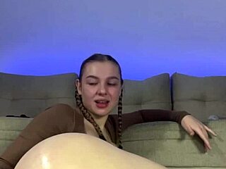 amateur latina explores first time anal with big dildo stretching her tight ass in homemade webcam session