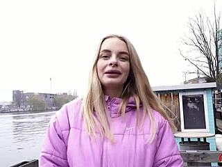 a german scout encounters busty nurse naomi during a pickup. they dive into rough casting sex.